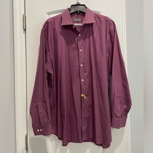Michael Kors slim fit plum dress shirt xl 17 1/2 32/33 non iron